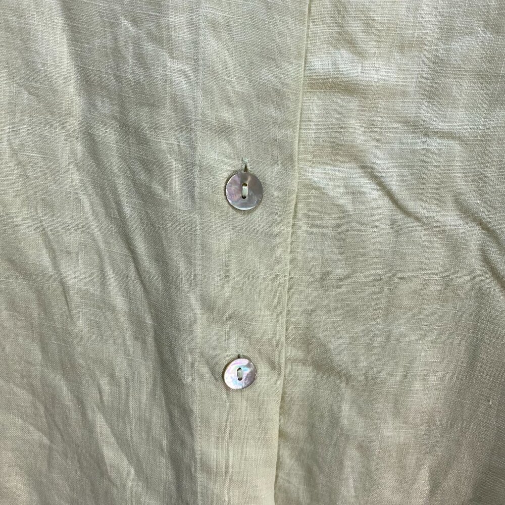 100%‎ Linen Top Tunic Button Up Shirt Womens 2X New Leaf Mother Pearl Buttons - Picture 5 of 8